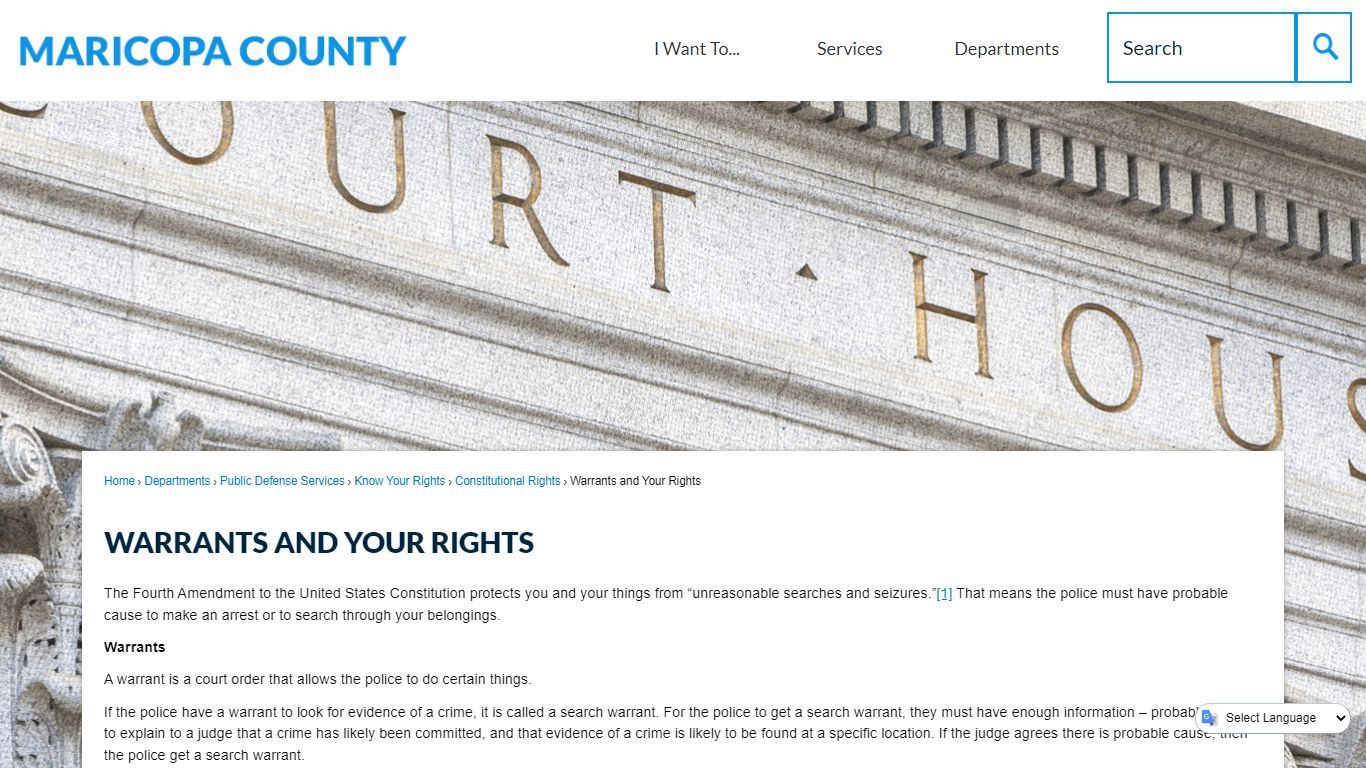 Warrants and Your Rights | Maricopa County, AZ